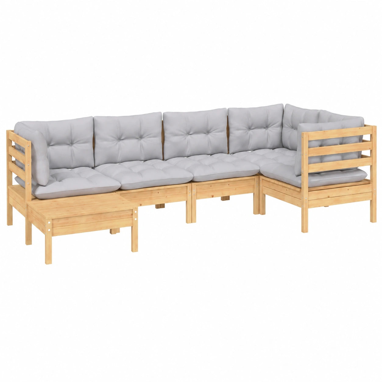 Conjunto de Muebles de Jardín 6 Piezas con Cojines, Sofá y Sillas de Madera de Pino
