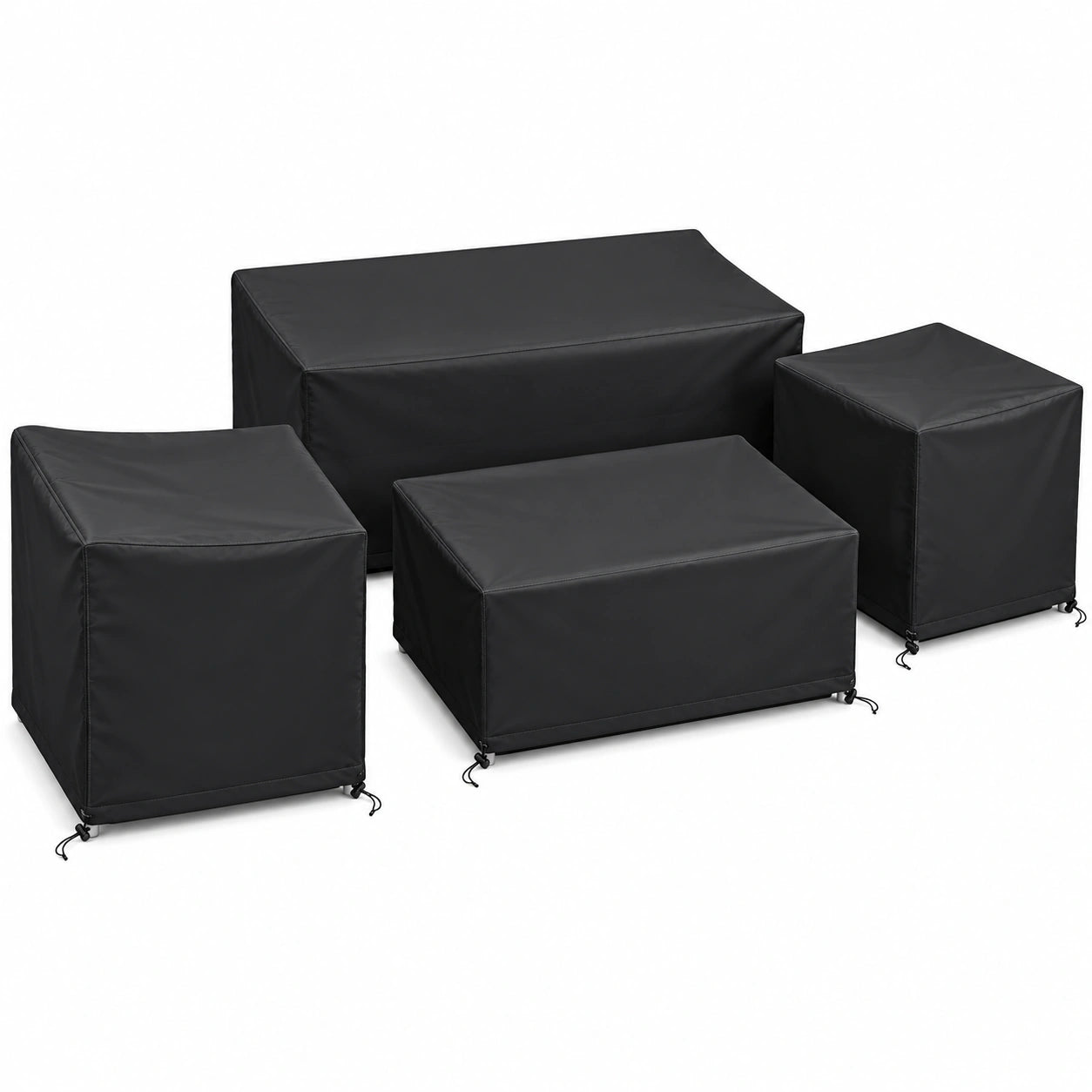 Fundas Impermeables para Muebles de Jardín, Tela Oxford Duradera, Set de 4, Negro 200D