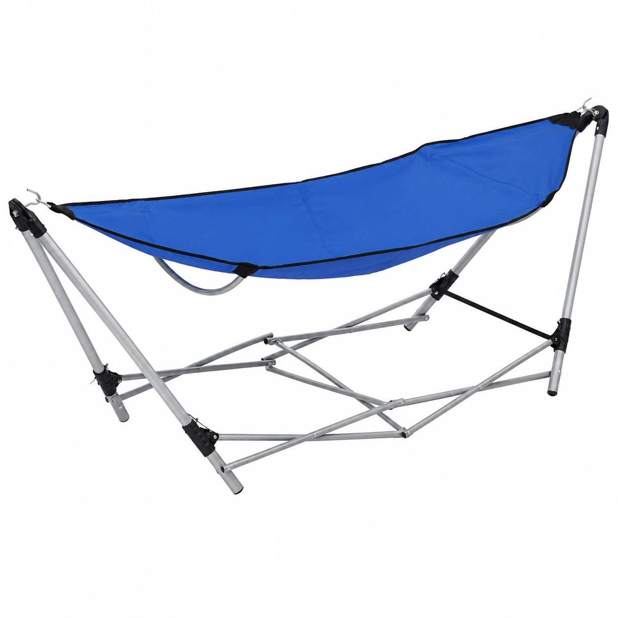 Hamaca Azul con Soporte Plegable para Interiores y Exteriores