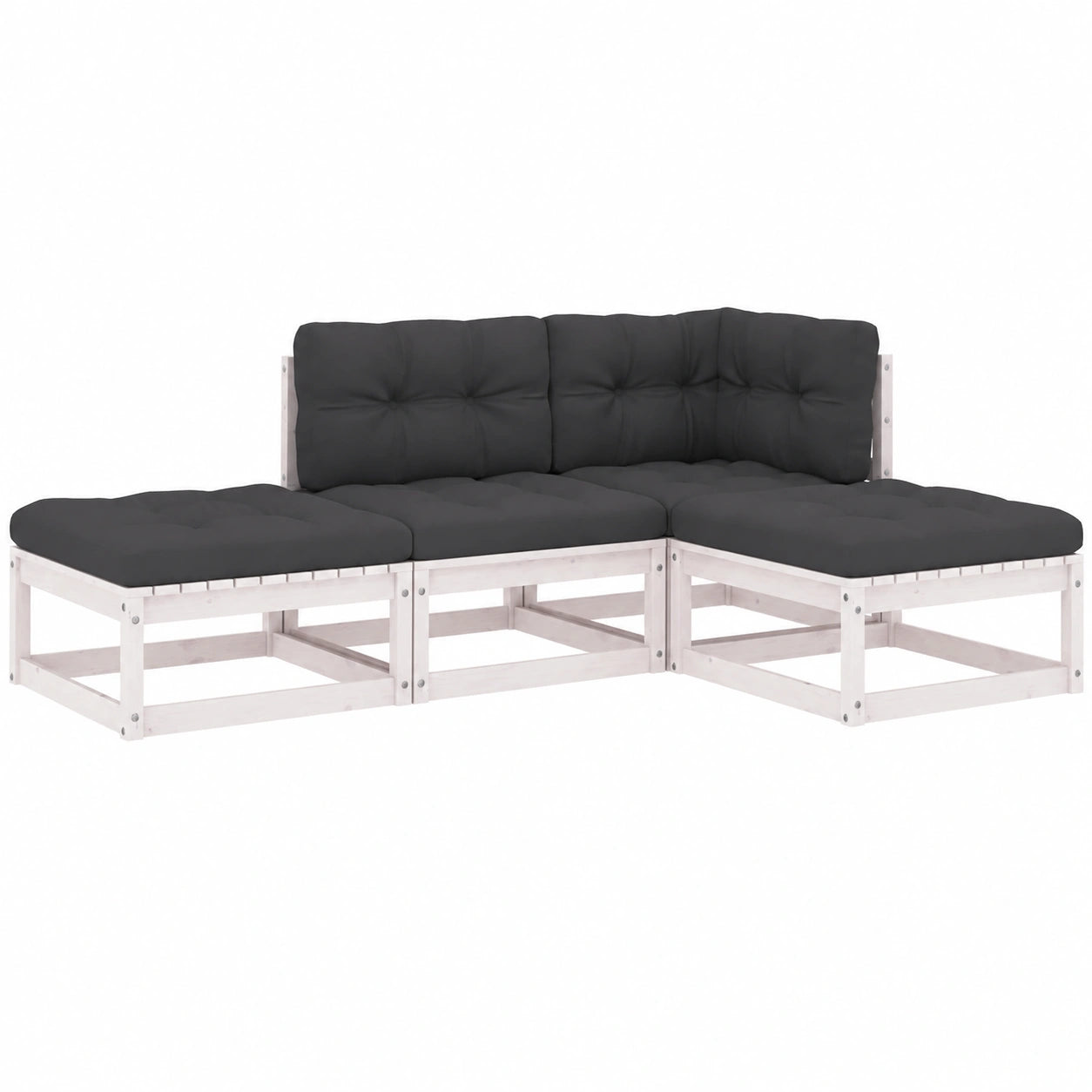 Conjunto de Muebles de Jardín de 4 Piezas con Cojines de Pino Macizo para Exterior