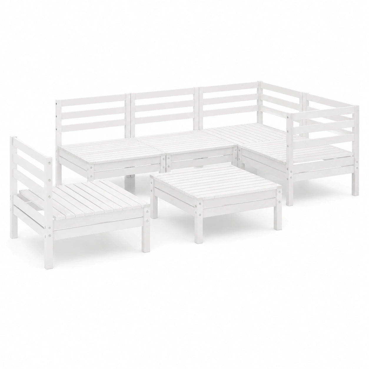 Conjunto de Muebles de Jardín de Madera de Pino Blanco, 6 Piezas