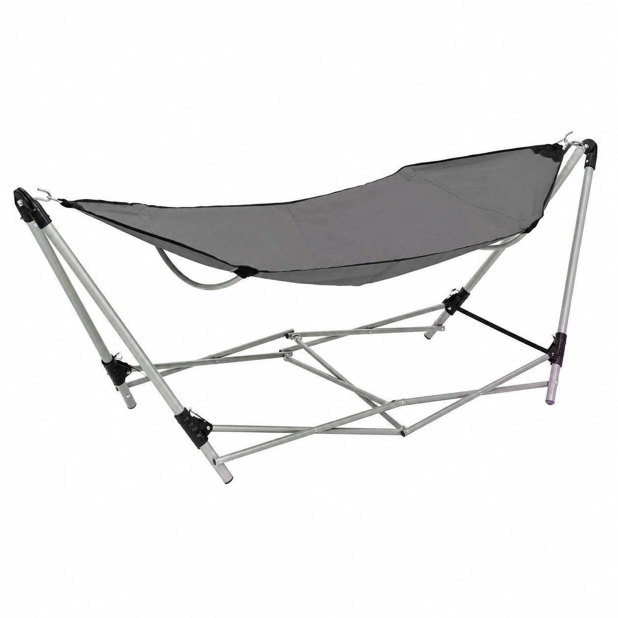 Hamaca Gris para Jardín con Soporte Plegable