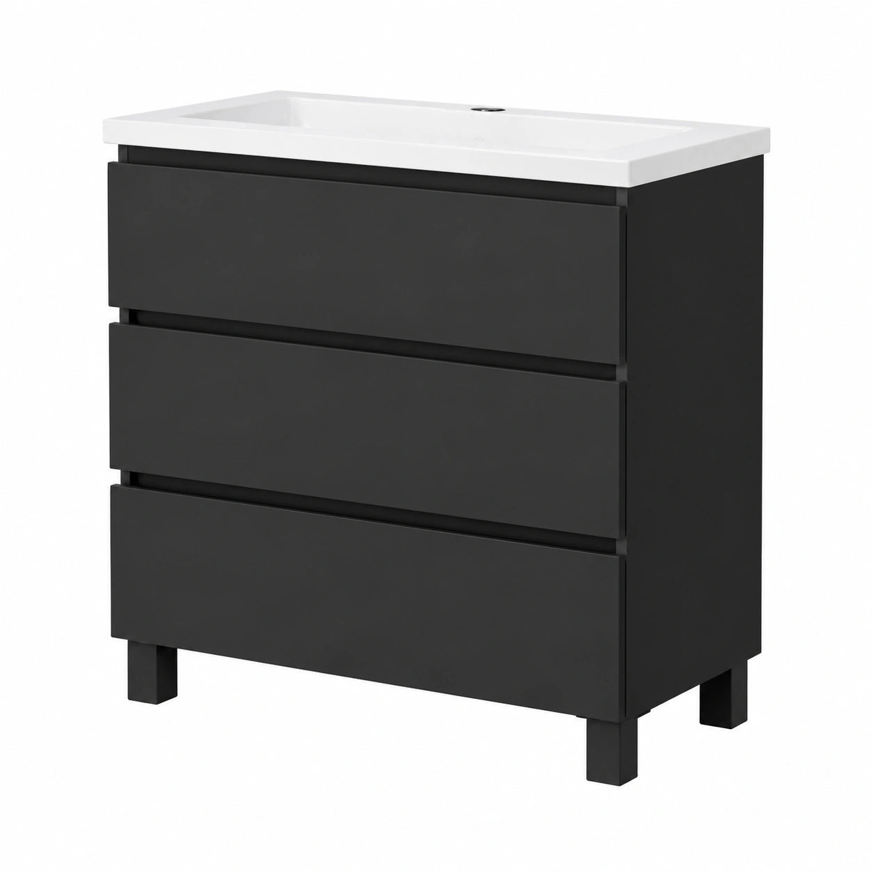 Mueble de Baño Baikal con Lavabo de Cerámica y Cierre Suave, Negro