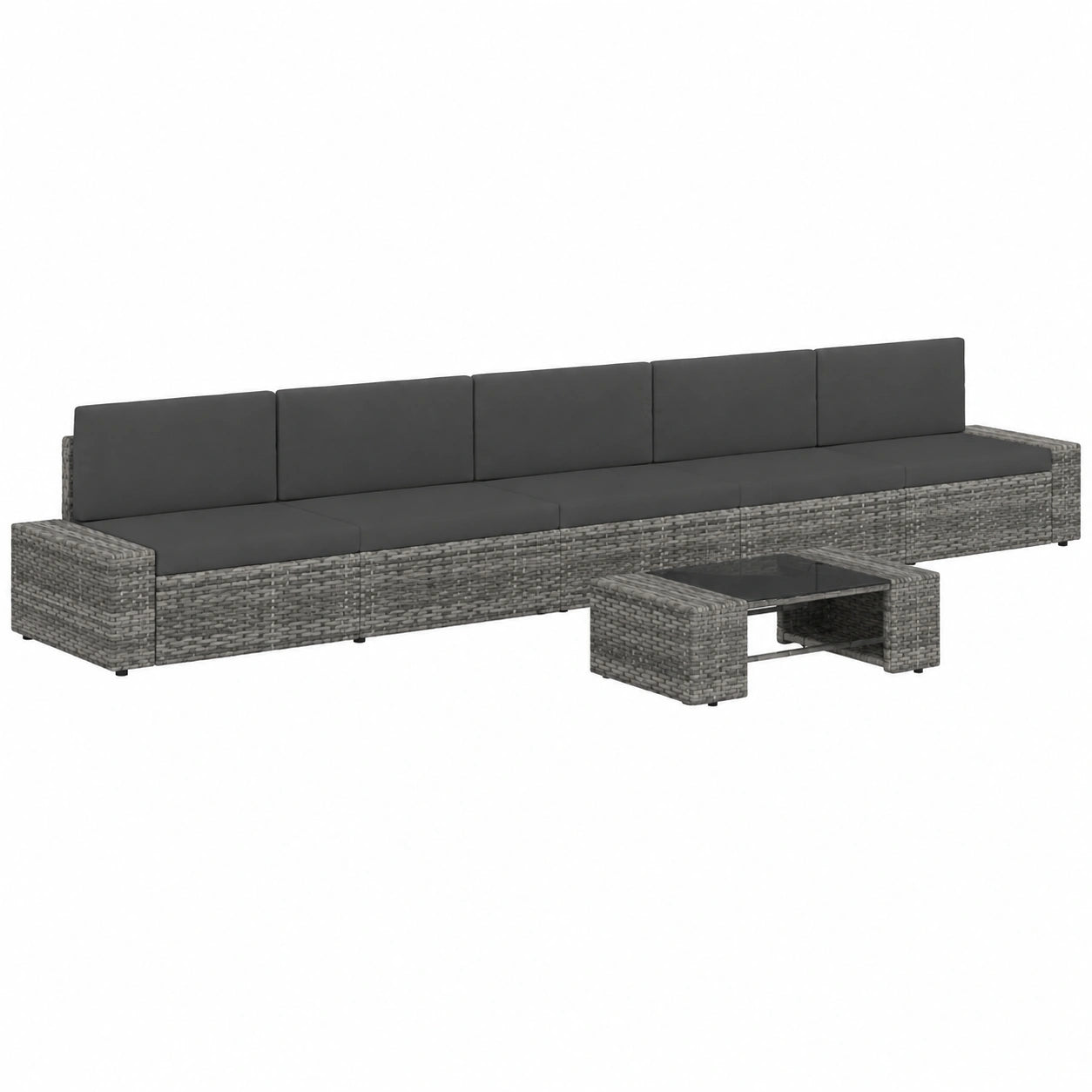 Conjunto de Muebles de Jardín con Cojines 6 Piezas, Ratán Sintético Gris
