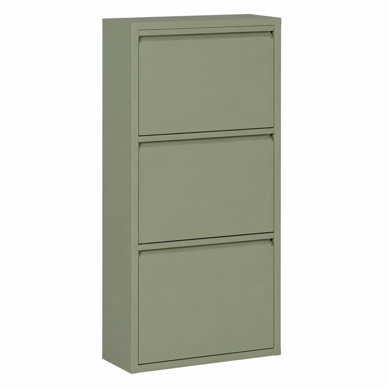 Zapatero Metálico Verde Oliva de 3 Puertas 50x15x141 cm - Almacenamiento Eficiente para Zapatos