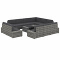 Conjunto de Muebles de Jardín 12 Piezas con Cojines en Ratán Sintético Gris