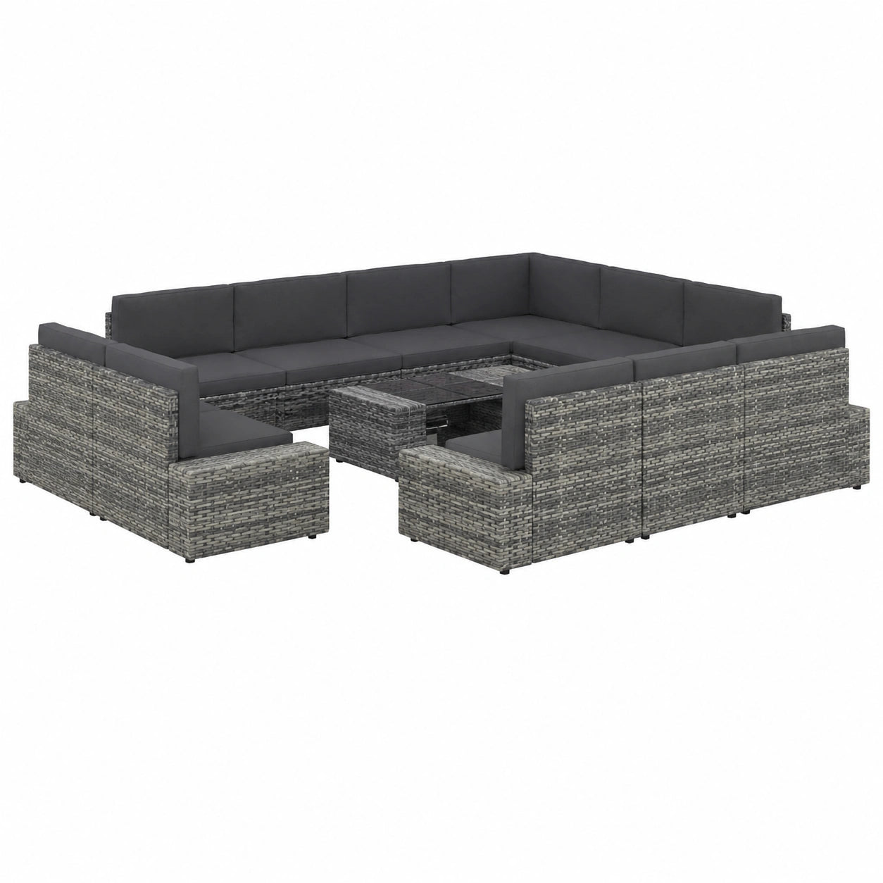 Conjunto de Muebles de Jardín 12 Piezas con Cojines en Ratán Sintético Gris