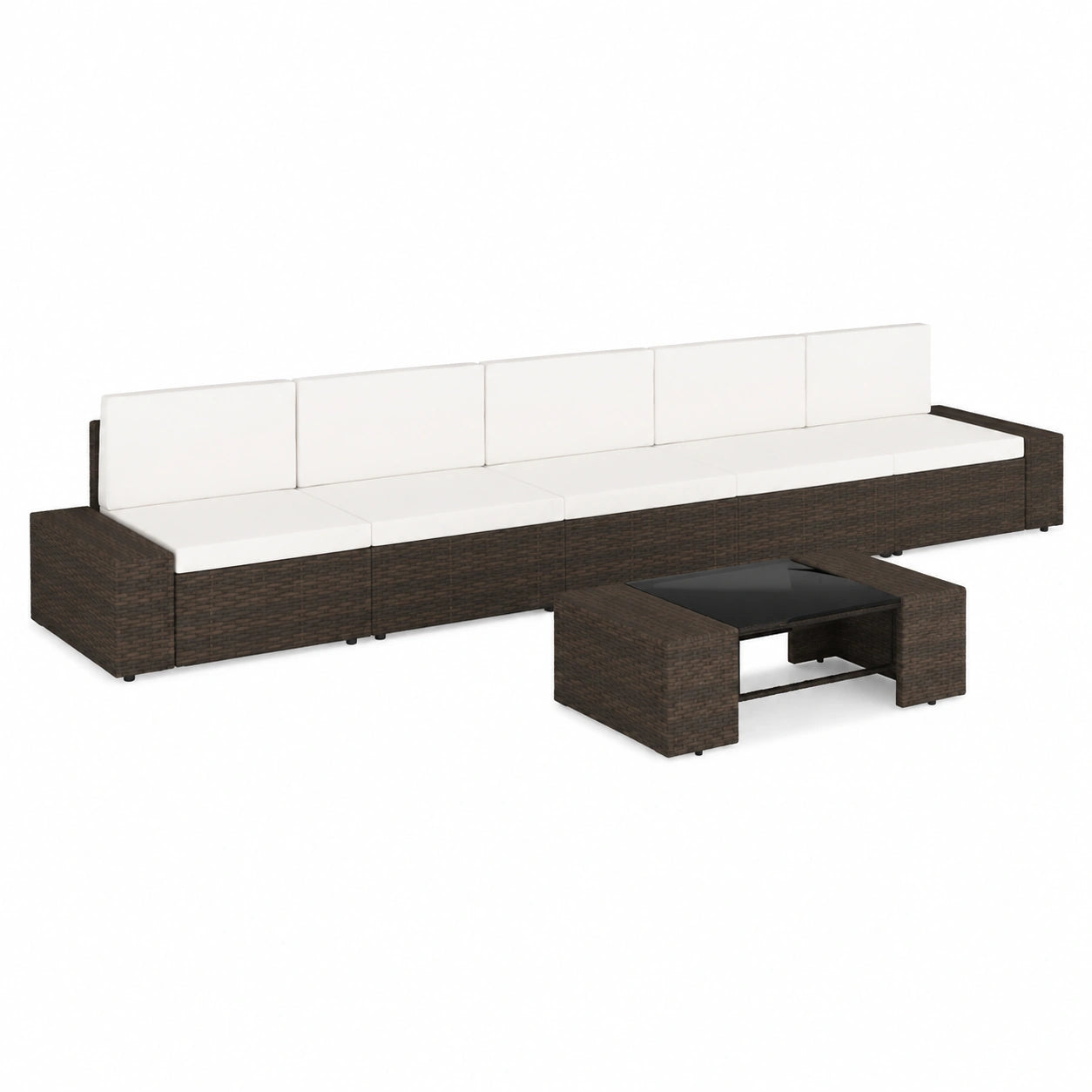Conjunto de Muebles de Jardín 6 Piezas Ratán Sintético Marrón para Terraza