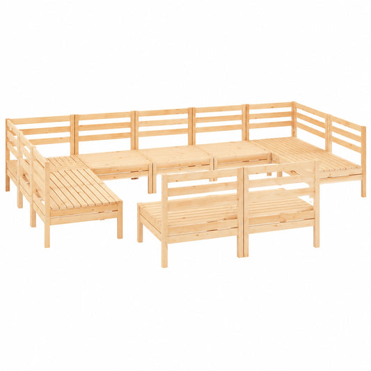 Conjunto de Jardín de 12 Piezas de Madera de Pino Maciza para Terraza