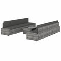 Conjunto de Jardín 9 Piezas Ratán Sintético con Cojines - Sofá, Sillas y Mesa