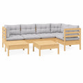Conjunto de Jardín 7 Piezas con Cojines, Madera de Pino Sólida, Muebles para Patio y Terraza