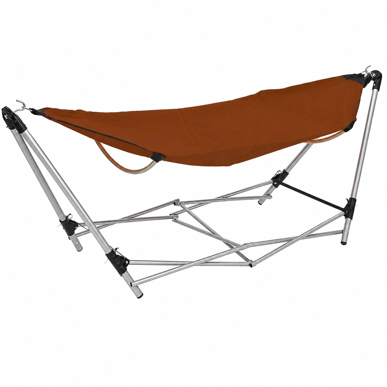 Hamaca con Soporte Plegable para Jardín y Hogar, Color Marrón