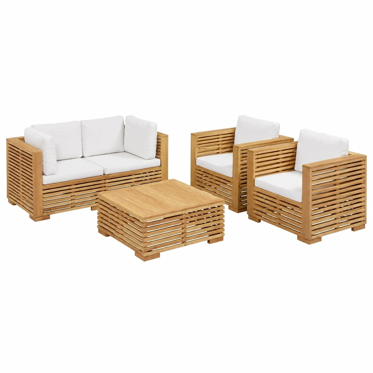 Conjunto de Muebles de Jardín 5 Piezas con Cojines en Teca para Exterior