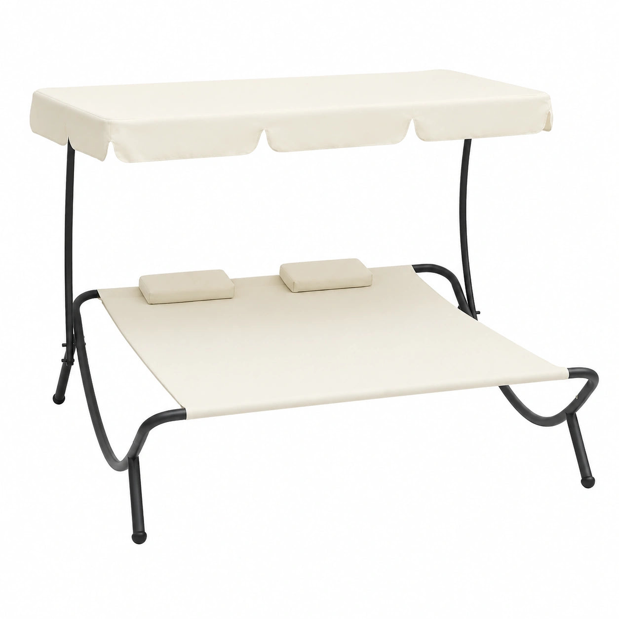 Conjunto de muebles de exterior con toldo y cojines, color crema