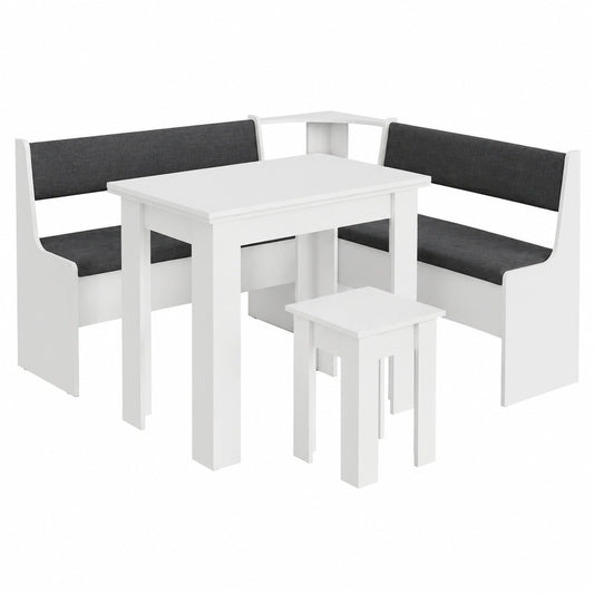 Conjunto de Cocina Roman con Banco Esquinero, Blanco, 150 x 150 cm