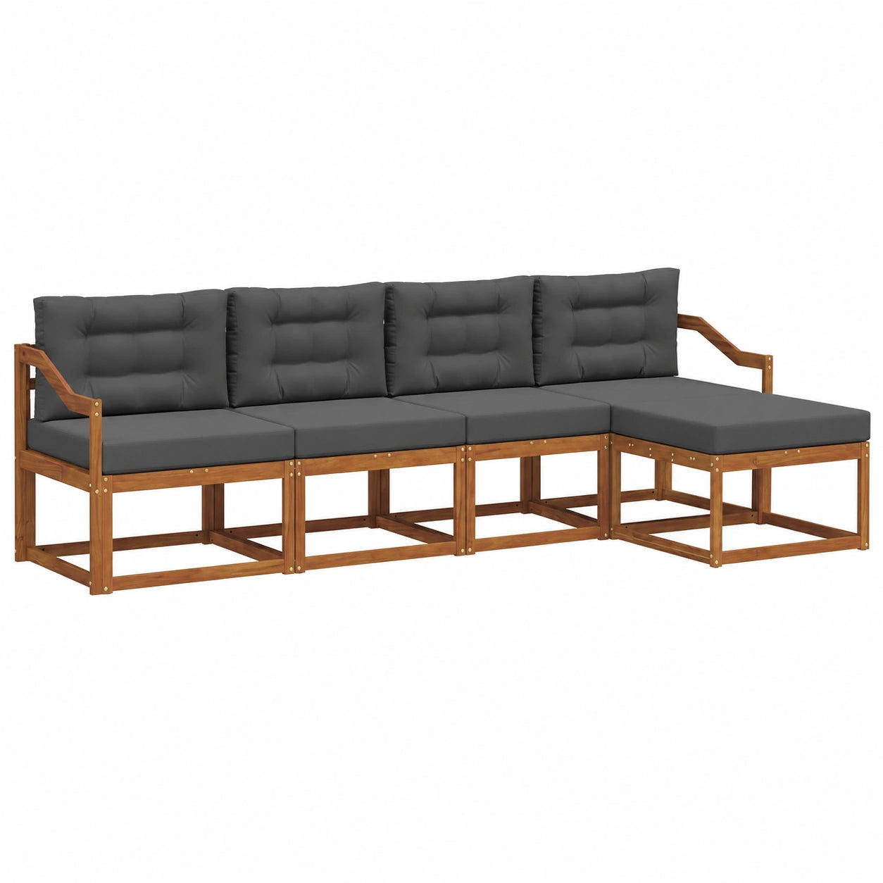 Conjunto de Sofás de Exterior de 5 Piezas, Natural y Antracita, Resistente a la Intemperie
