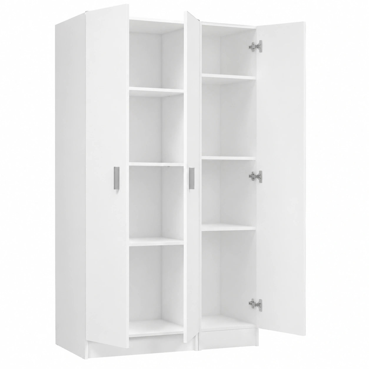 Set de 2 Armarios Multifuncionales de 3 Puertas, Blanco, 182x96x37 cm